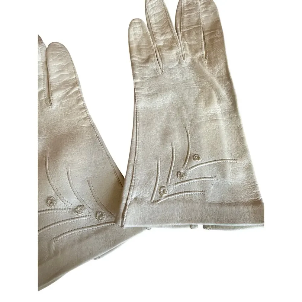 Vintage White Italian Leather Gloves